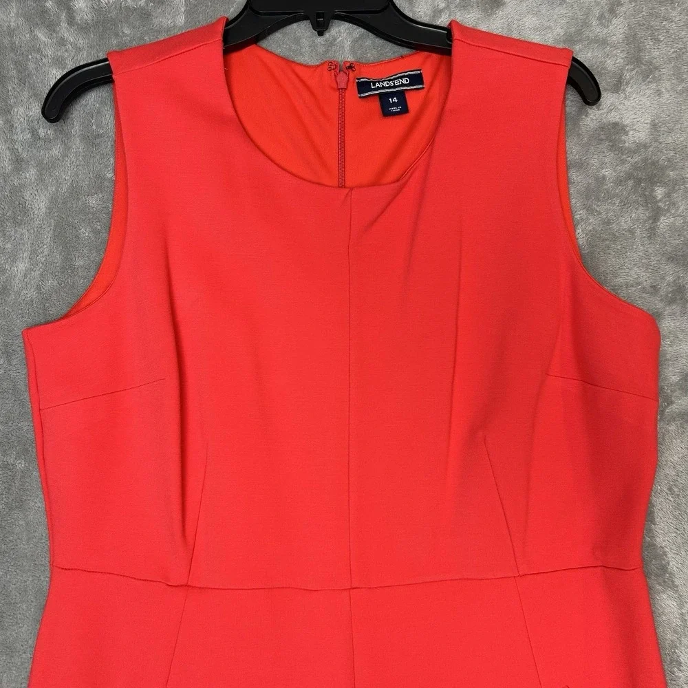 Lands'End Women's Sleeveless Dress Ponte Sheath Dress Rich Color Red Size 14
